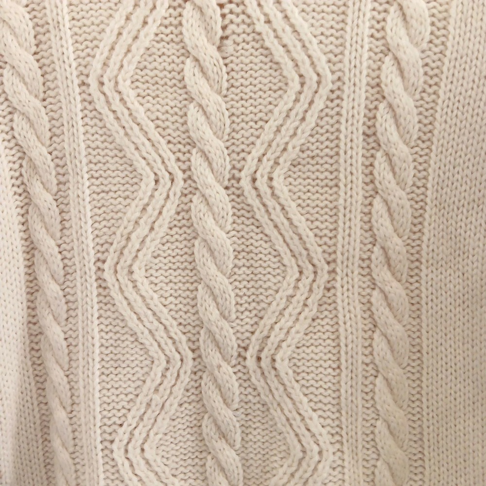 VTG SEARS Fishermans Sweater Cable Knit Size 40 Ivory 100% Wool MARY LEWIS Retro - Picture 2 of 10